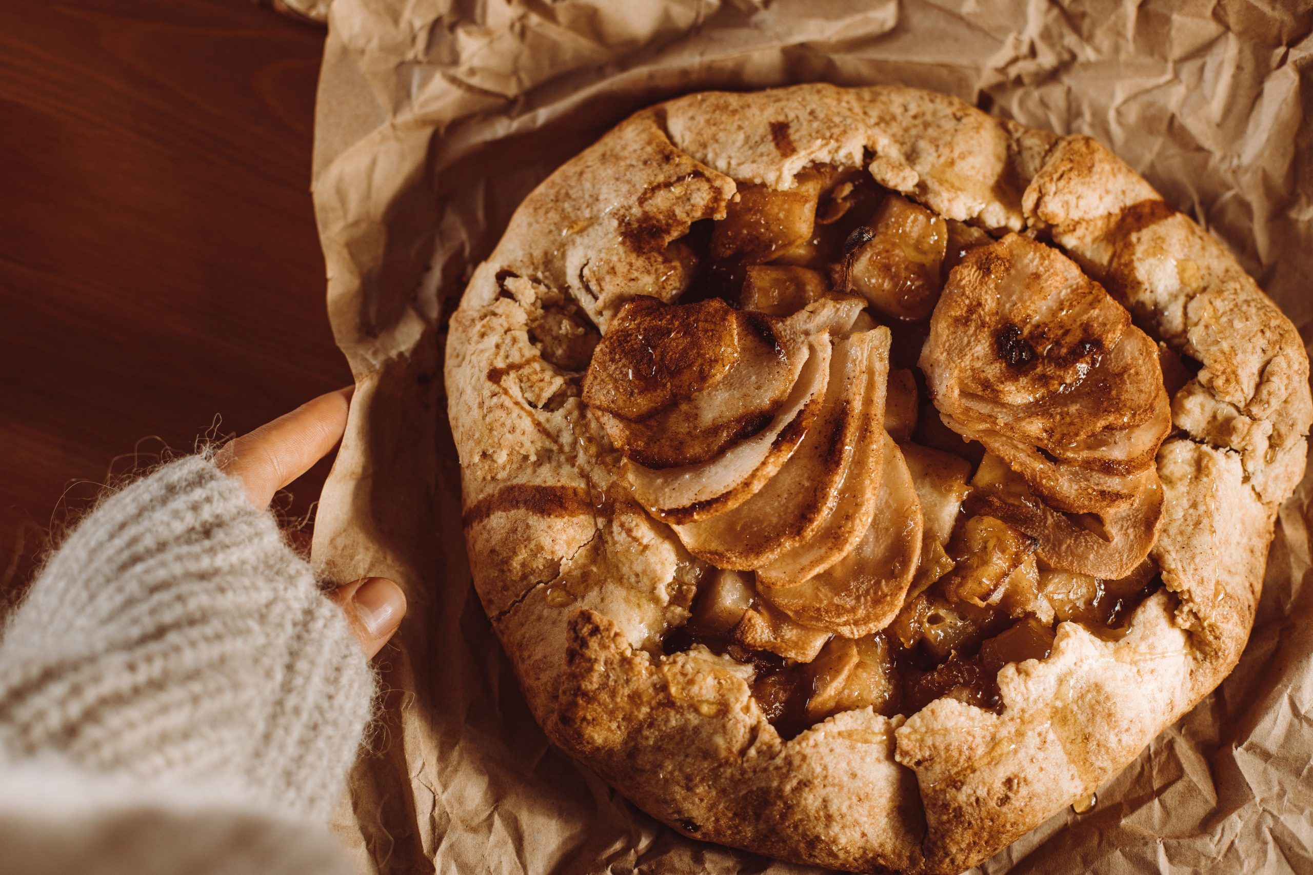 Galette pommes maison papier vue aerienne